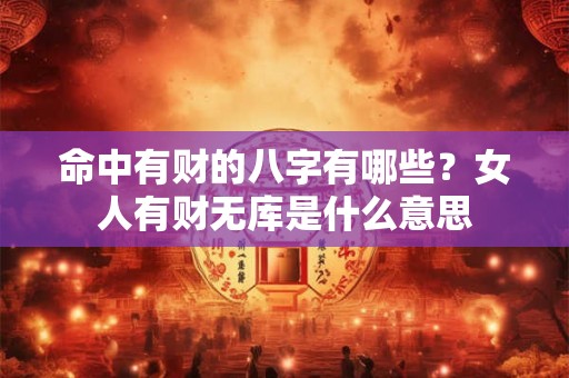命中有财的八字有哪些？女人有财无库是什么意思
