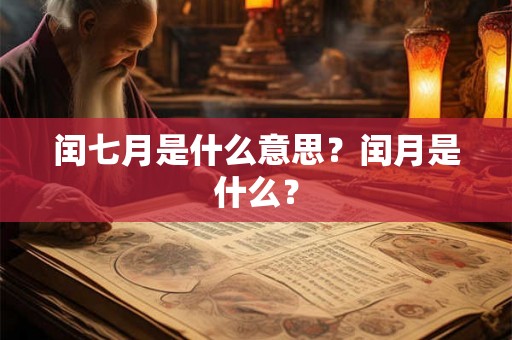 闰七月是什么意思？闰月是什么？