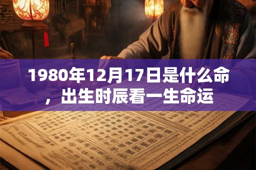 1980年12月17日是什么命，出生时辰看一生命运