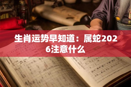 生肖运势早知道:属蛇2026注意什么 生肖运势早知道:属蛇2026注意什么