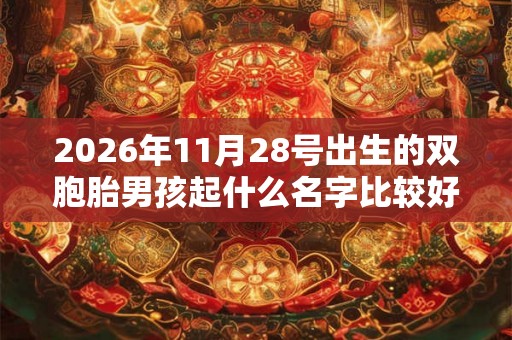 2026年11月28号出生的双胞胎男孩起什么名字比较好，五行属什么