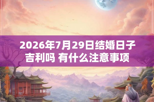 2026年7月29日结婚日子吉利吗 有什么注意事项
