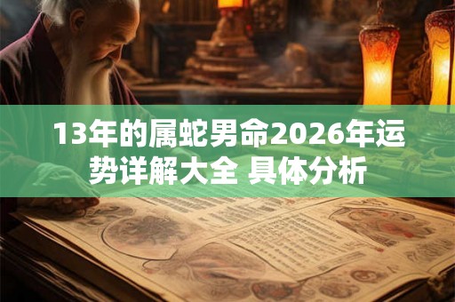 13年的属蛇男命2026年运势详解大全 具体分析