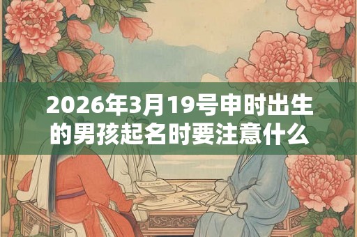 2026年3月19号申时出生的男孩起名时要注意什么