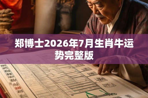 郑博士2026年7月生肖牛运势完整版 郑博士2026年7月生肖牛运势完整版
