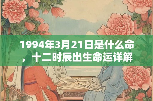 1994年3月21日是什么命，十二时辰出生命运详解