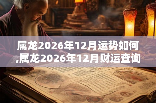属龙2026年12月运势如何,属龙2026年12月财运查询