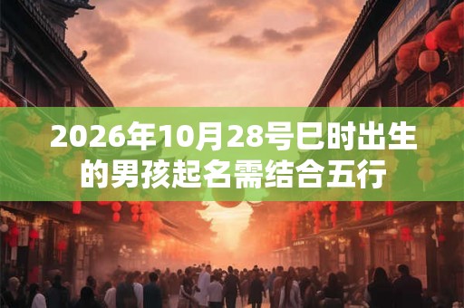 2026年10月28号巳时出生的男孩起名需结合五行