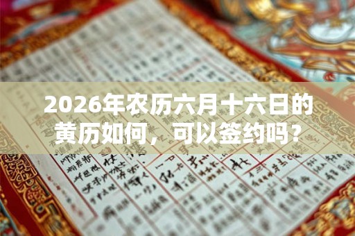 2026年农历六月十六日的黄历如何,可以签约吗? 2026年农历六月十六日的黄历如何,可以签约吗?