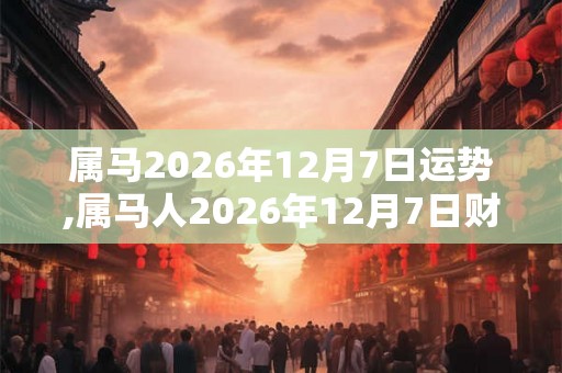 属马2026年12月7日运势,属马人2026年12月7日财运,生肖马2026年12月7日运势