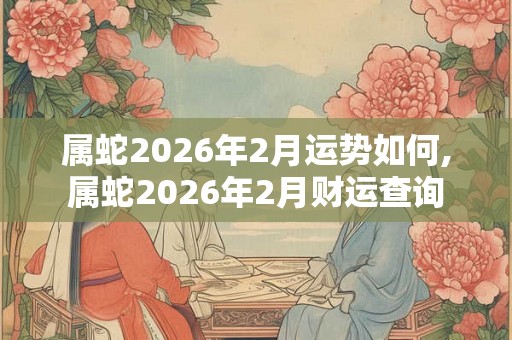 属蛇2026年2月运势如何,属蛇2026年2月财运查询