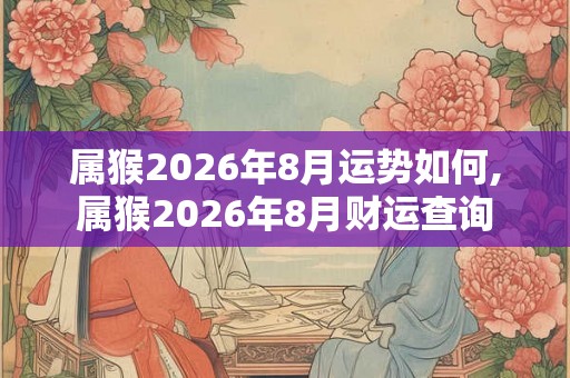 属猴2026年8月运势如何,属猴2026年8月财运查询 属猴2026年8月运势如何,属猴2026年8月财运查询