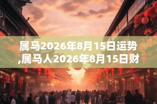 属马2026年8月15日运势,属马人2026年8月15日财运,生肖马2026年8月15日运势 属马2026年8月15日运势,属马人2026年8月15日财运,生肖马2026年8月15日运势
