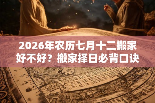 2026年农历七月十二搬家好不好？搬家择日必背口诀