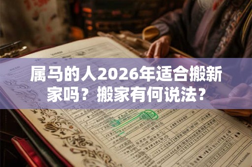 属马的人2026年适合搬新家吗？搬家有何说法？