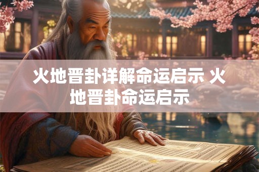 火地晋卦详解命运启示 火地晋卦命运启示