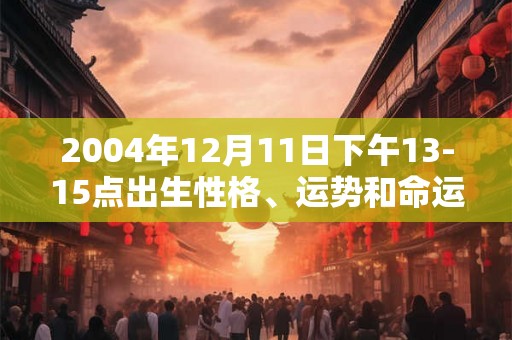 2004年12月11日下午13-15点出生性格、运势和命运
