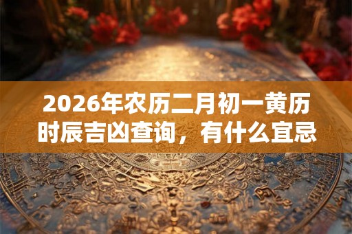 2026年农历二月初一黄历时辰吉凶查询，有什么宜忌事项？