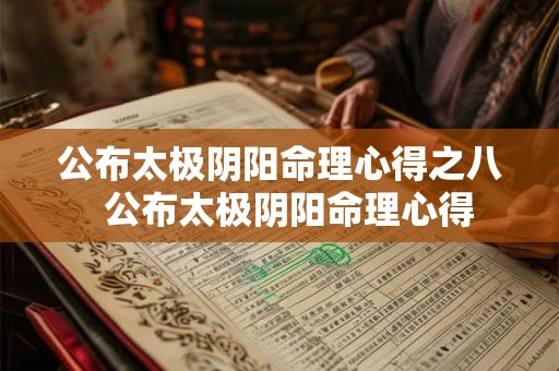 公布太极阴阳命理心得之八  公布太极阴阳命理心得