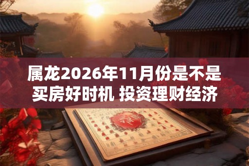 属龙2026年11月份是不是买房好时机 投资理财经济增长