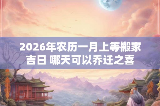 2026年农历一月上等搬家吉日 哪天可以乔迁之喜
