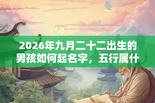2026年九月二十二出生的男孩如何起名字，五行属什么