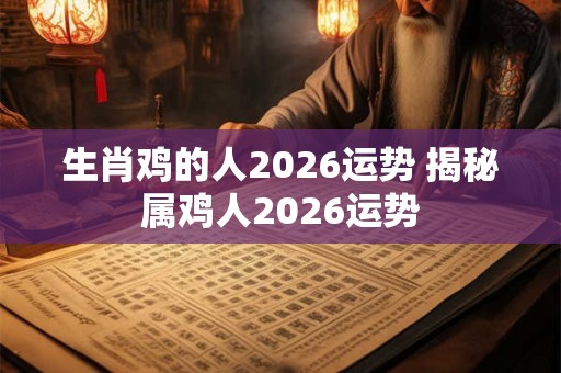 生肖鸡的人2026运势 揭秘属鸡人2026运势