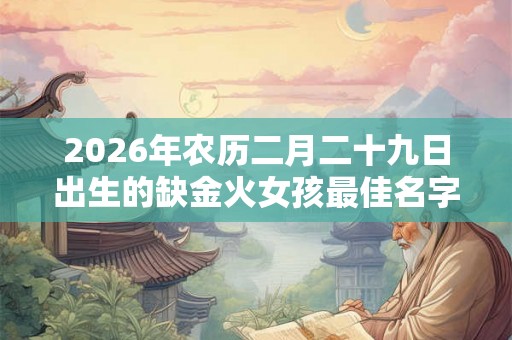 2026年农历二月二十九日出生的缺金火女孩最佳名字