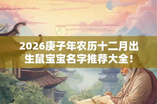 2026庚子年农历十二月出生鼠宝宝名字推荐大全！