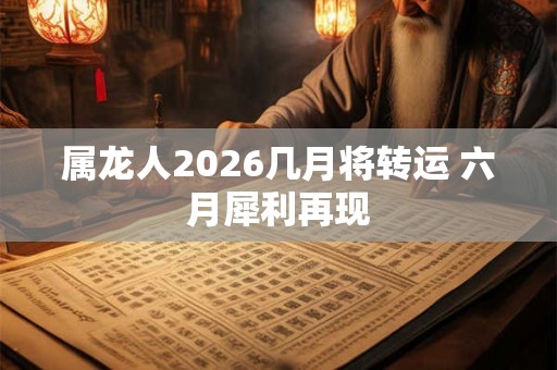 属龙人2026几月将转运 六月犀利再现