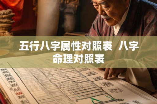 五行八字属性对照表  八字命理对照表