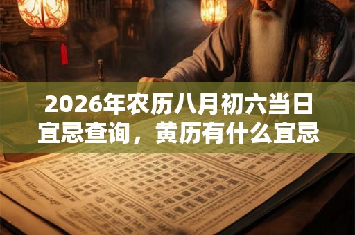 2026年农历八月初六当日宜忌查询,黄历有什么宜忌 2026年农历八月初六当日宜忌查询,黄历有什么宜忌