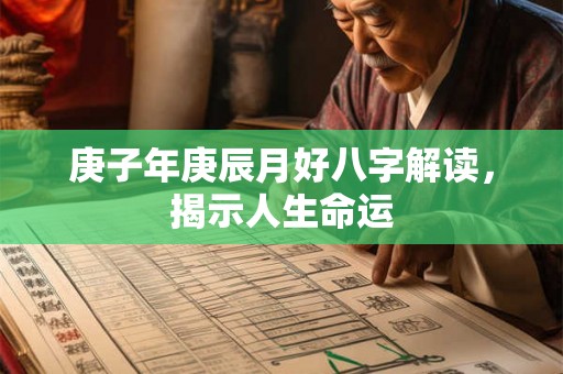 庚子年庚辰月好八字解读，揭示人生命运