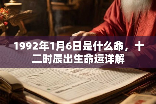 1992年1月6日是什么命，十二时辰出生命运详解