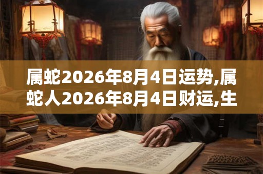 属蛇2026年8月4日运势,属蛇人2026年8月4日财运,生肖蛇2026年8月4日运势