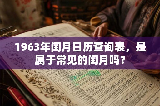 1963年闰月日历查询表，是属于常见的闰月吗？