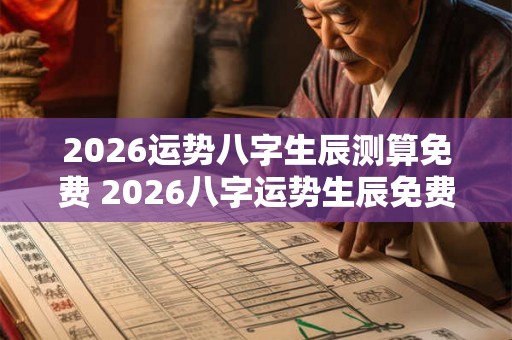 2026运势八字生辰测算免费 2026八字运势生辰免费测算