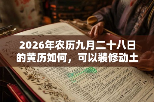 2026年农历九月二十八日的黄历如何，可以装修动土吗？