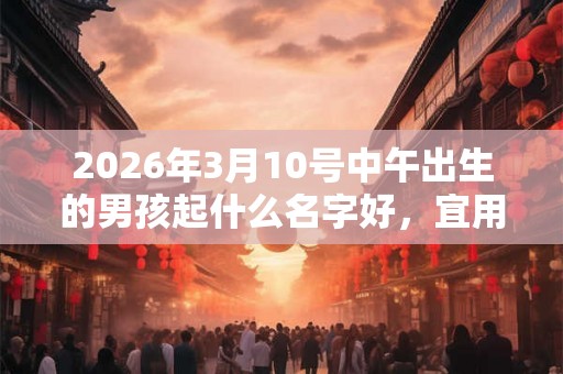 2026年3月10号中午出生的男孩起什么名字好，宜用哪些名字呢？