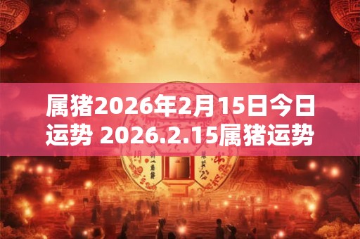 属猪2026年2月15日今日运势 2026.2.15属猪运势分析