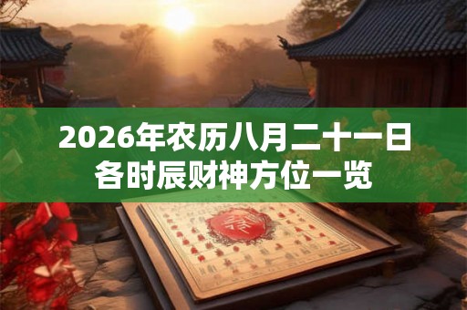 2026年农历八月二十一日各时辰财神方位一览