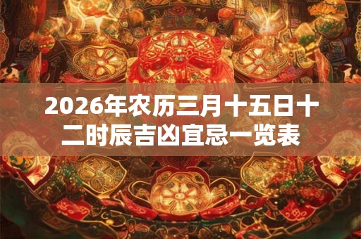 2026年农历三月十五日十二时辰吉凶宜忌一览表