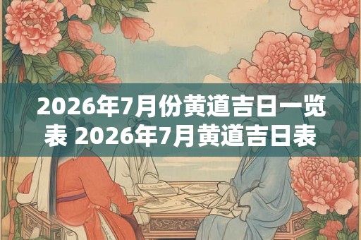 2026年7月份黄道吉日一览表 2026年7月黄道吉日表