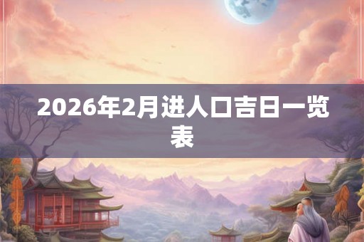 2026年2月进人口吉日一览表 2026年2月进人口吉日一览表