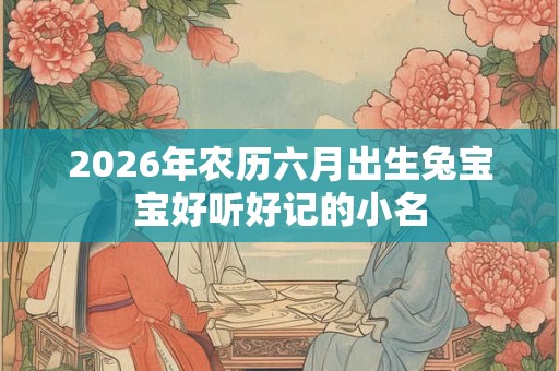 2026年农历六月出生兔宝宝好听好记的小名