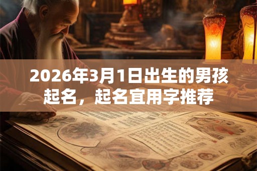 2026年3月1日出生的男孩起名，起名宜用字推荐
