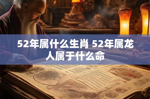 52年属什么生肖 52年属龙人属于什么命