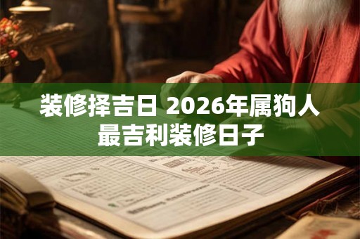 装修择吉日 2026年属狗人最吉利装修日子