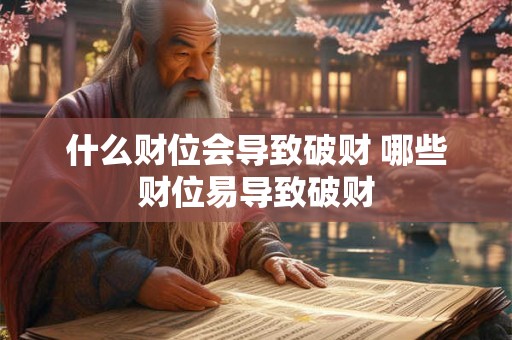 什么财位会导致破财 哪些财位易导致破财