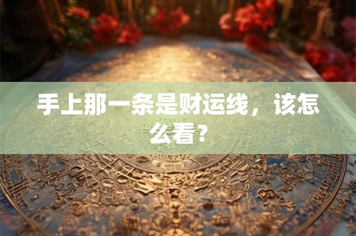 手上那一条是财运线，该怎么看？
